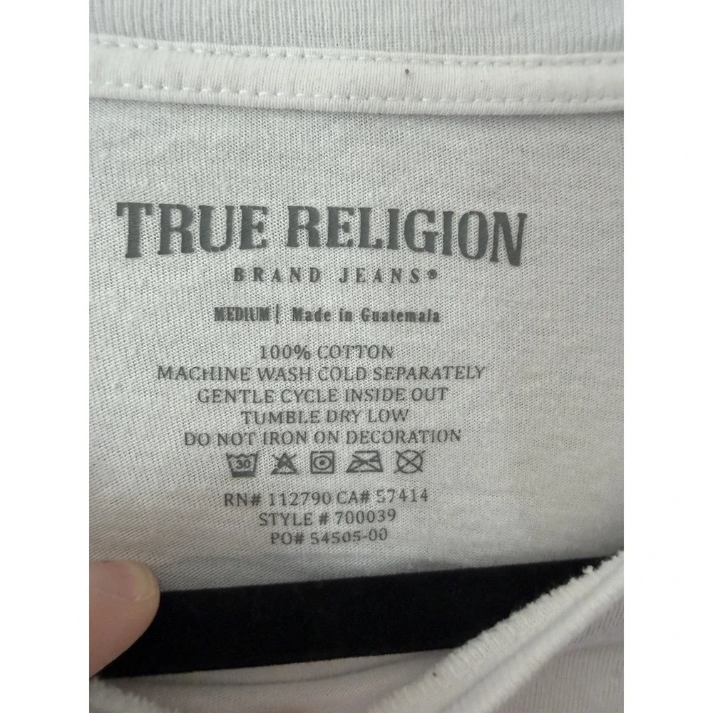 True Religion Men‎ Short Sleeve Shirt Buddha Size Medium White Light Weight